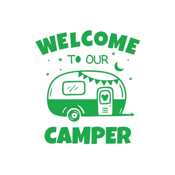 Welcome To Our Camper Sticker 17x17 Cm Yeşil ürün görseli 1