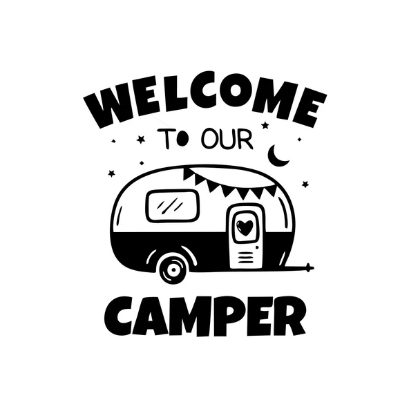 Welcome To Our Camper Sticker 17x17 Cm Siyah ürün görseli 1