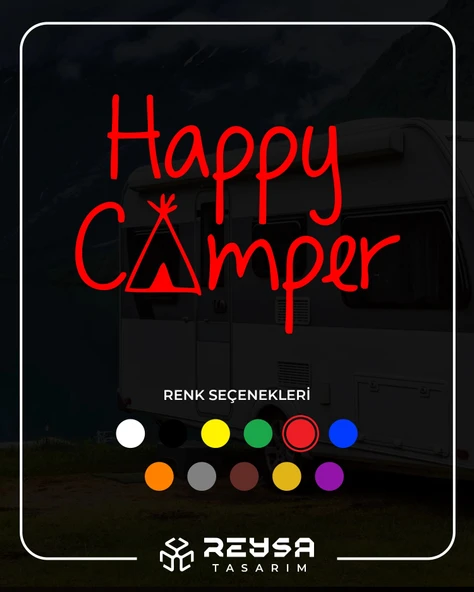 Happy Camper Sticker 17x17 Cm Kırmızı ürün görseli 1