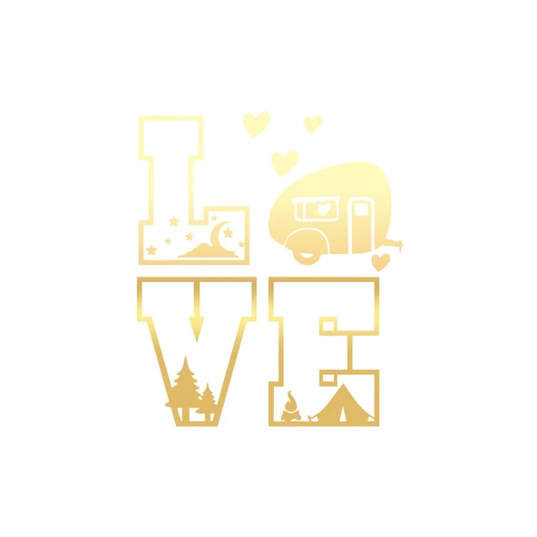 Love Sticker 17x17 Cm Gold ürün görseli 1
