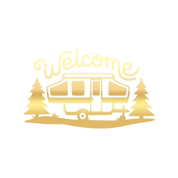 Welcome Karavan Sticker 17x17 Cm Gold ürün görseli 1