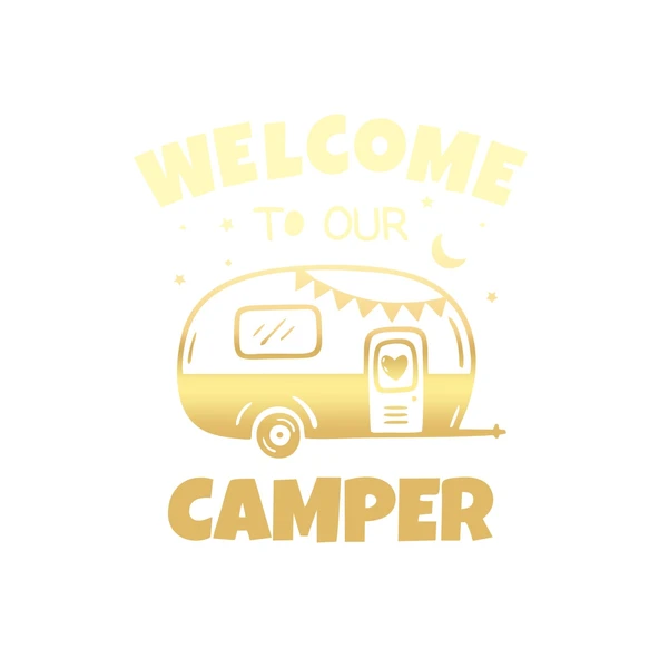 Welcome To Our Camper Sticker 17x17 Cm Gold ürün görseli 1