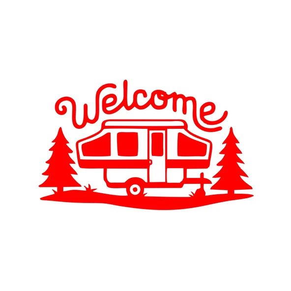 Welcome Karavan Sticker 17x17 Cm Kırmızı ürün görseli 1