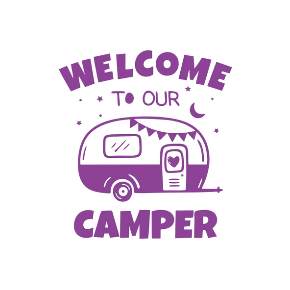 Welcome To Our Camper Sticker 17x17 Cm Mor ürün görseli 1