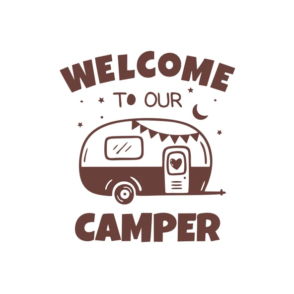 Welcome To Our Camper Sticker 17x17 Cm Kahverengi ürün görseli 1