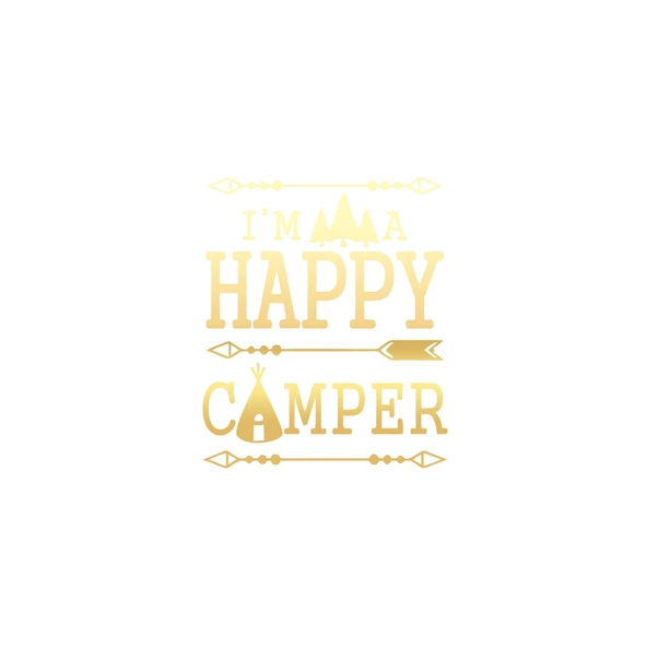 Happy Camper Sticker 17x17 Cm Gold ürün görseli 1