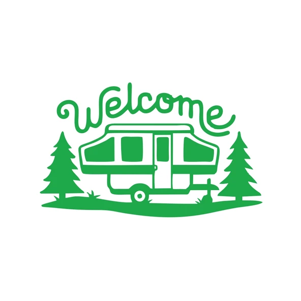 Welcome Karavan Sticker 17x17 Cm Yeşil ürün görseli 1