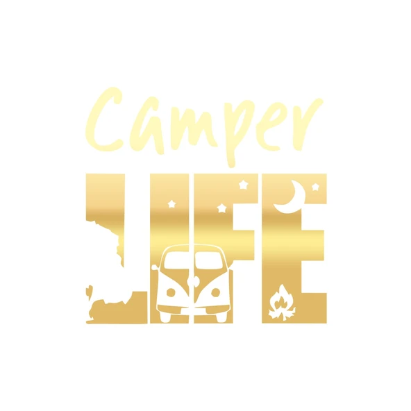 Camper Lifer Sticker 17x17 Cm Gold ürün görseli 1