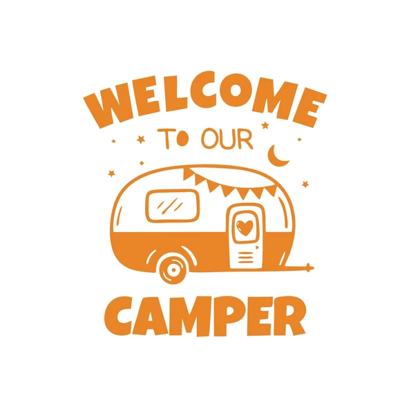 Welcome To Our Camper Sticker 17x17 Cm Turuncu ürün görseli 1