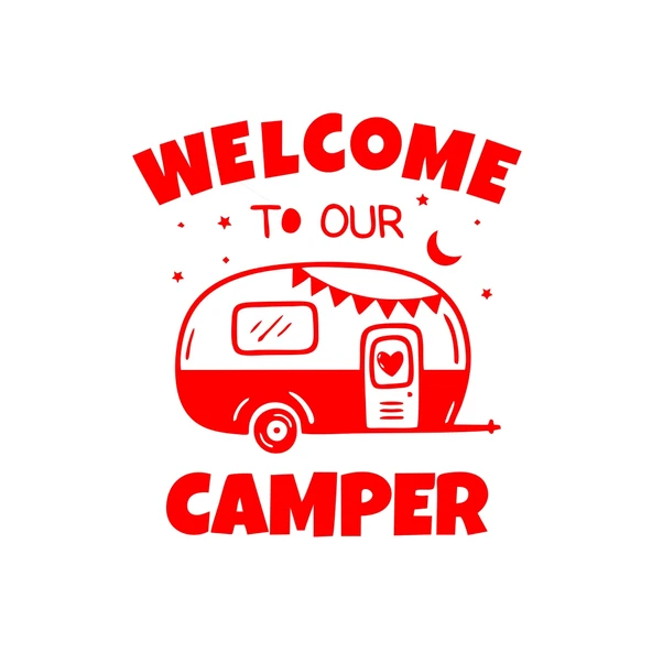 Welcome To Our Camper Sticker 17x17 Cm Kırmızı ürün görseli 1