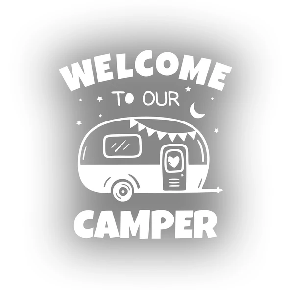 Welcome To Our Camper Sticker 17x17 Cm Beyaz ürün görseli 1