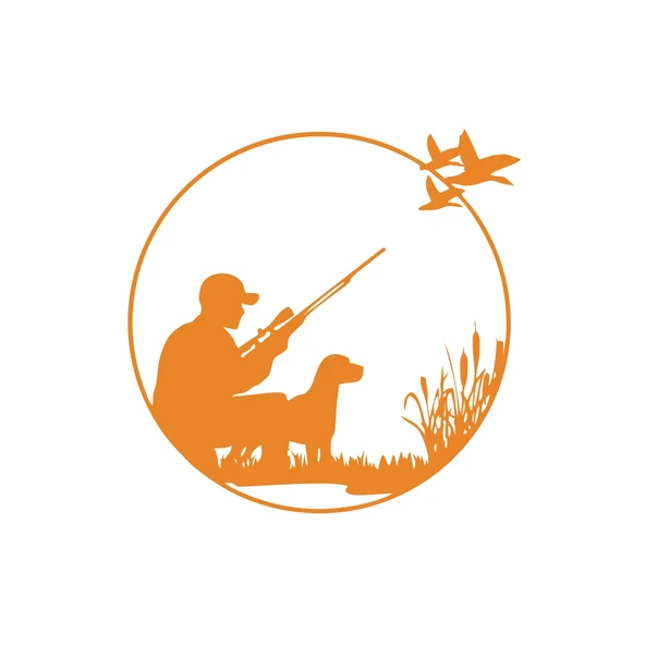 Avcı ve Av köpeği Sticker 17x17 Cm Turuncu ürün görseli 1
