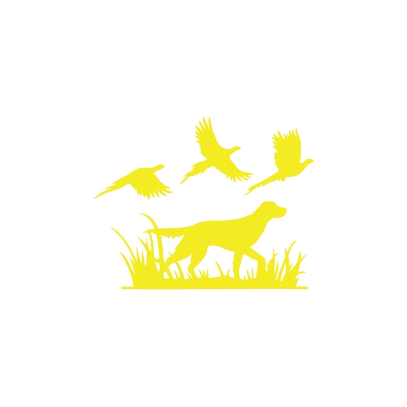 Avcı ve Av köpeği Sticker 17x17 Cm Sarı ürün görseli 1
