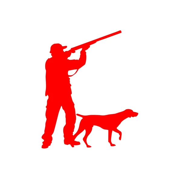 Avcı ve Av köpeği Sticker 17x17 Cm Kırmızı ürün görseli 1