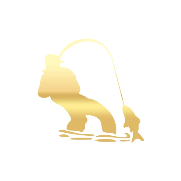 Balık Yakalayan Adam Sticker 17x17 Cm Gold ürün görseli 1