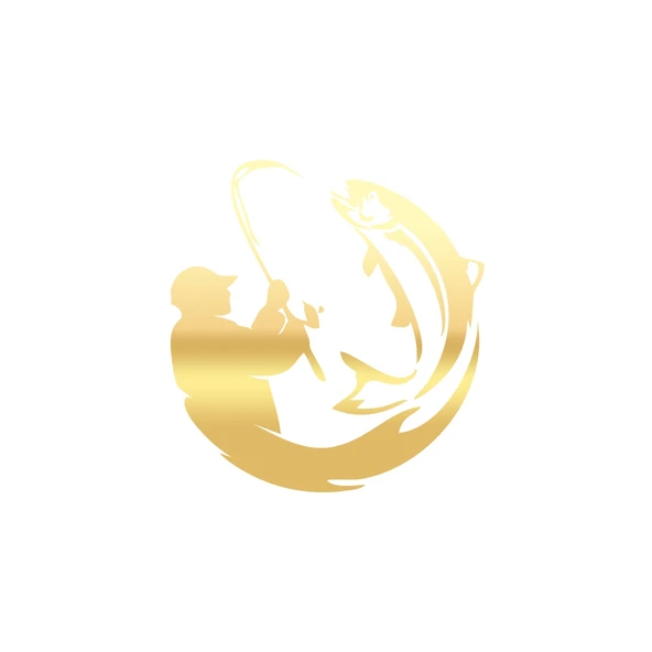 Balıkçı Balık Yakalayan Adam Sticker 17x17 Cm Gold ürün görseli 1