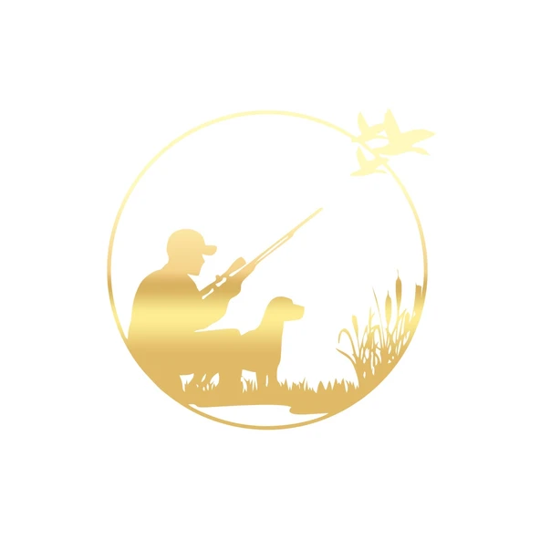 Avcı ve Av köpeği Sticker 17x17 Cm Gold ürün görseli 1