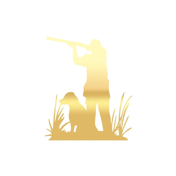 Avcı ve Av köpeği Sticker 17x17 Cm Gold ürün görseli 1