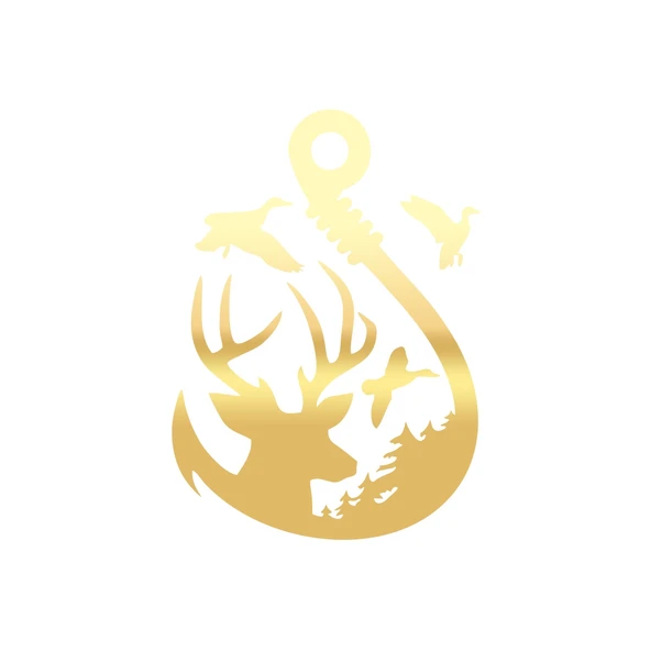 Balıkçı İğnesi Sticker 17x17 Cm Gold ürün görseli 1