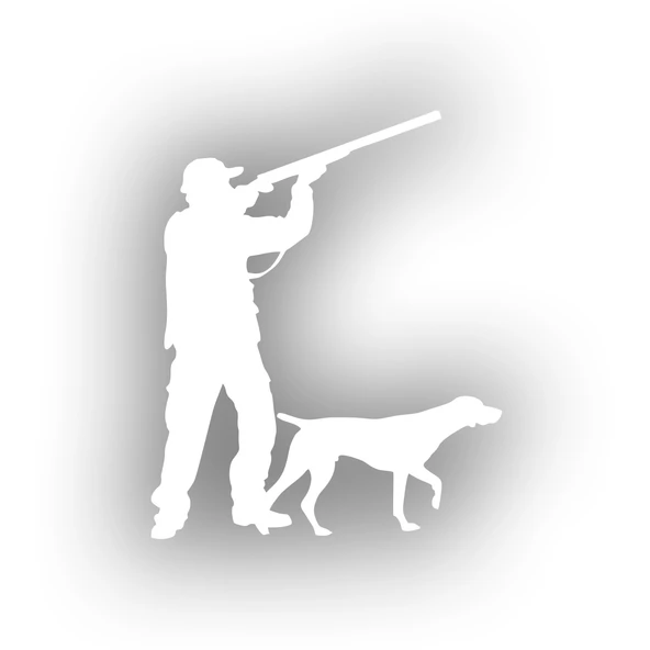 Avcı ve Av köpeği Sticker 17x17 Cm Beyaz ürün görseli 1