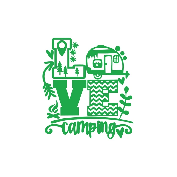 Love Kamp Karavan Sticker 17x17 Cm Yeşil ürün görseli 1