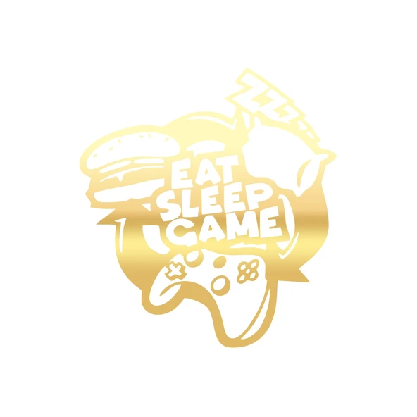 Eat Sleep Game Sticker 17x17 Cm Gold ürün görseli 1