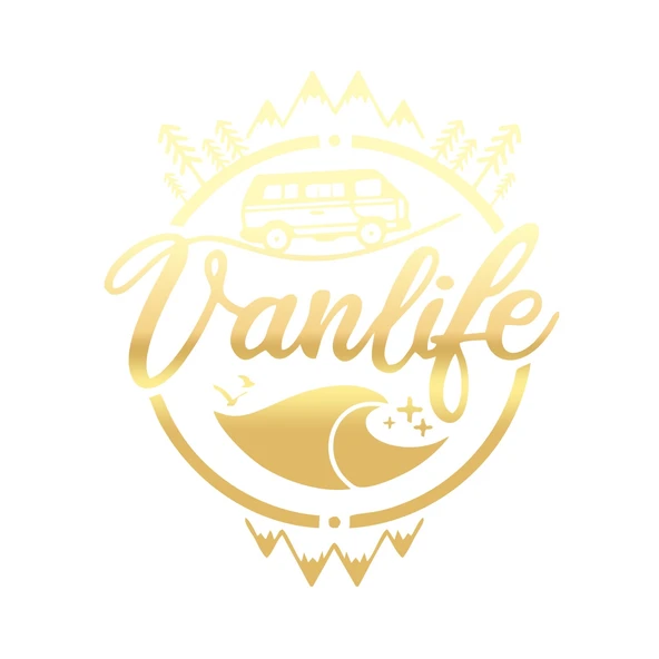 Vanlife Karavan Sticker 17x17 Cm Gold ürün görseli 1