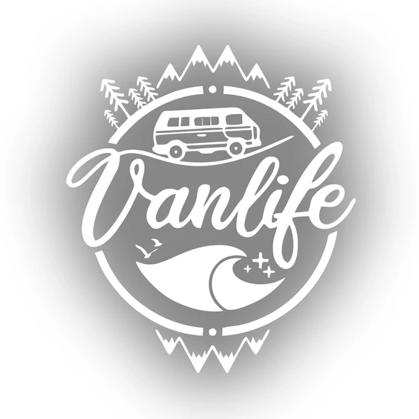 Vanlife Karavan Sticker 17x17 Cm Beyaz ürün görseli 1