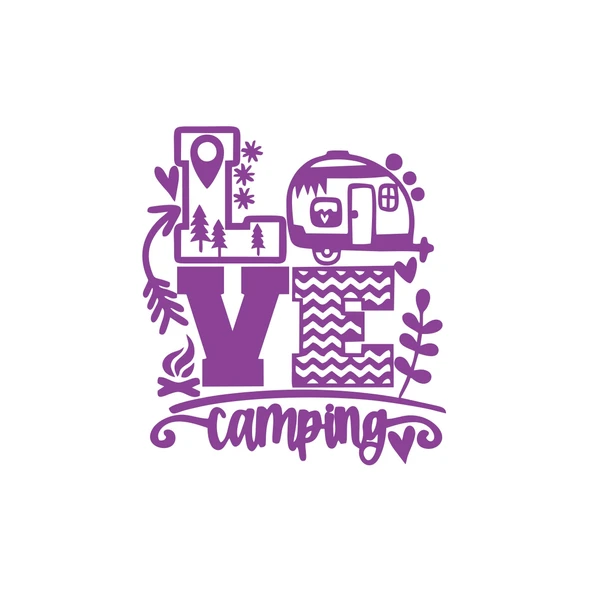 Love Kamp Karavan Sticker 17x17 Cm Mor ürün görseli 1