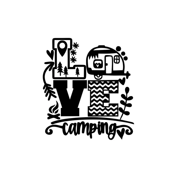 Love Kamp Karavan Sticker 17x17 Cm Siyah ürün görseli 1