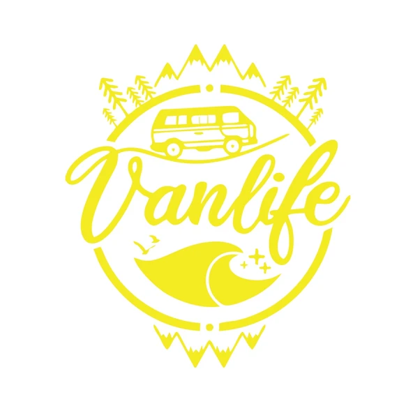 Vanlife Karavan Sticker 17x17 Cm Sarı ürün görseli 1