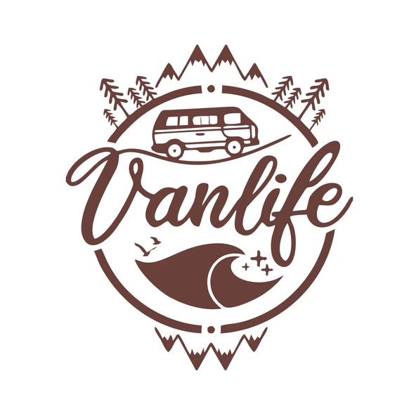 Vanlife Karavan Sticker 17x17 Cm Kahverengi ürün görseli 1