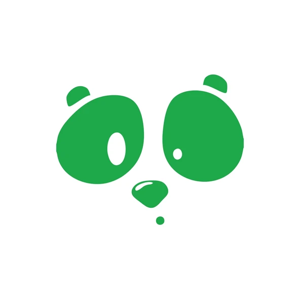 Panda Surat Sticker 17x17 Cm Yeşil ürün görseli 1