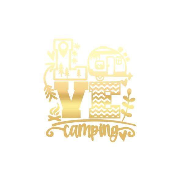 Love Kamp Karavan Sticker 17x17 Cm Gold ürün görseli 1