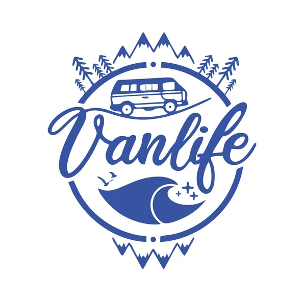 Vanlife Karavan Sticker 17x17 Cm Mavi ürün görseli 1