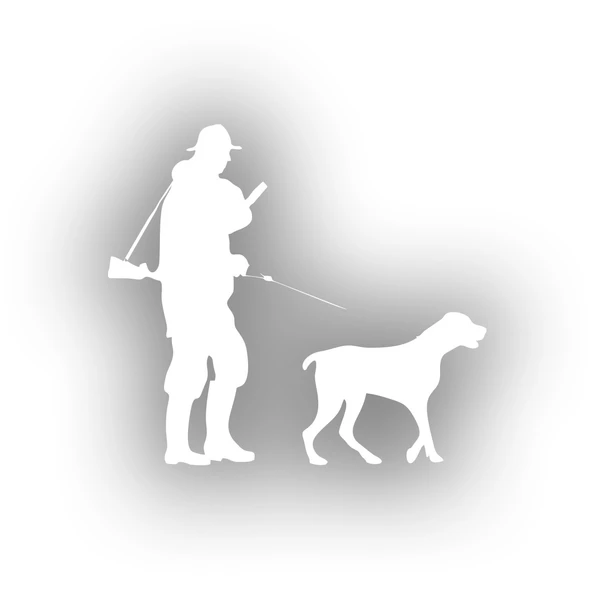 Avcı ve Av köpeği Sticker 17x17 Cm Beyaz ürün görseli 1