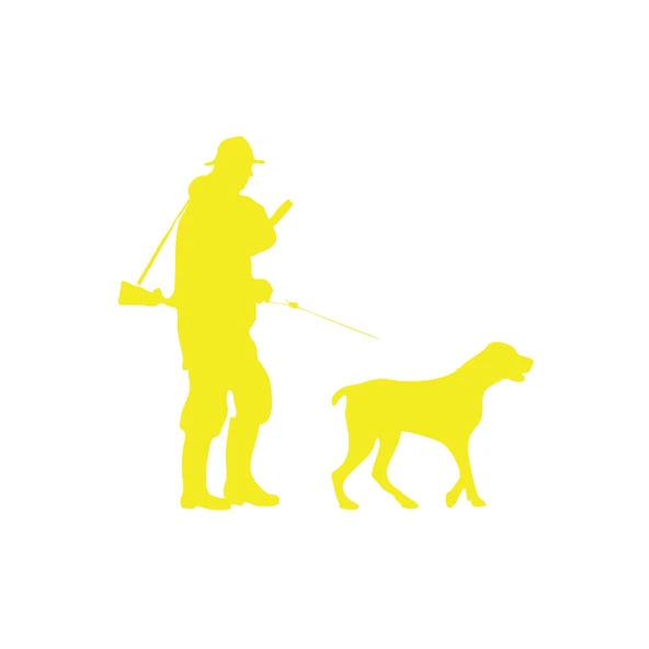 Avcı ve Av köpeği Sticker 17x17 Cm Sarı ürün görseli 1