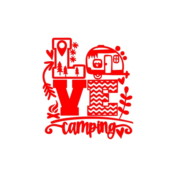 Love Kamp Karavan Sticker 17x17 Cm Kırmızı ürün görseli 1