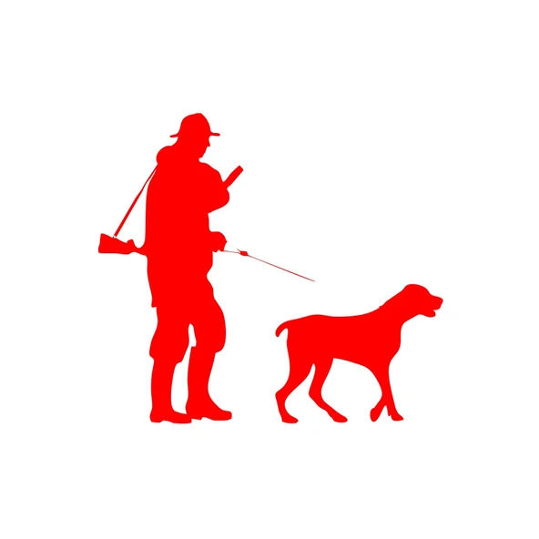 Avcı ve Av köpeği Sticker 17x17 Cm Kırmızı ürün görseli 1
