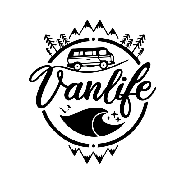 Vanlife Karavan Sticker 17x17 Cm Siyah ürün görseli 1