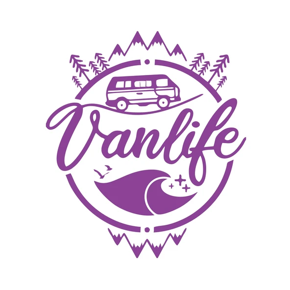 Vanlife Karavan Sticker 17x17 Cm Mor ürün görseli 1