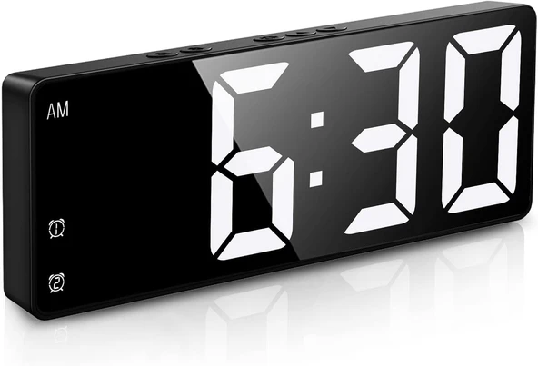 Aynalı Alarm Saat Takvimli Termometre Led Dijital Modern Masa Saati ürün görseli 1