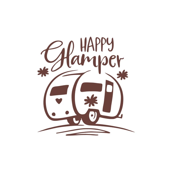 Happy Camper Sticker 17x17 Cm Kahverengi ürün görseli 1