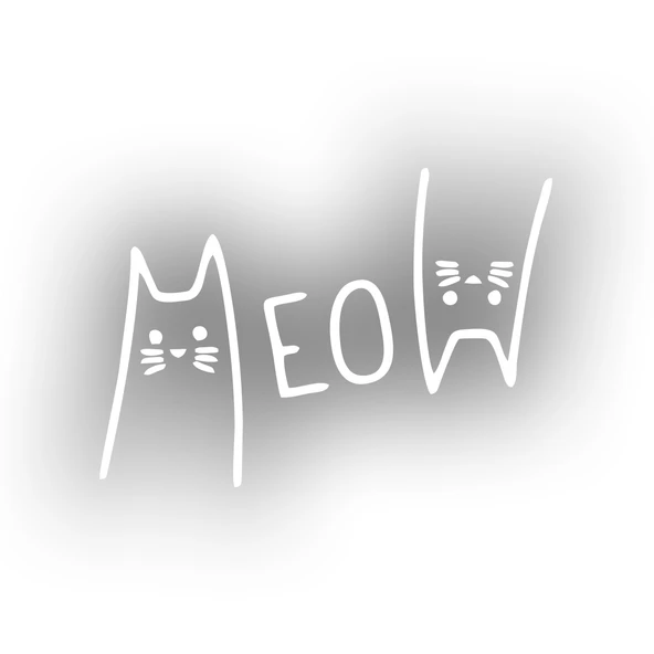 Meow Kedi Sticker 17x17 Cm Beyaz ürün görseli 1