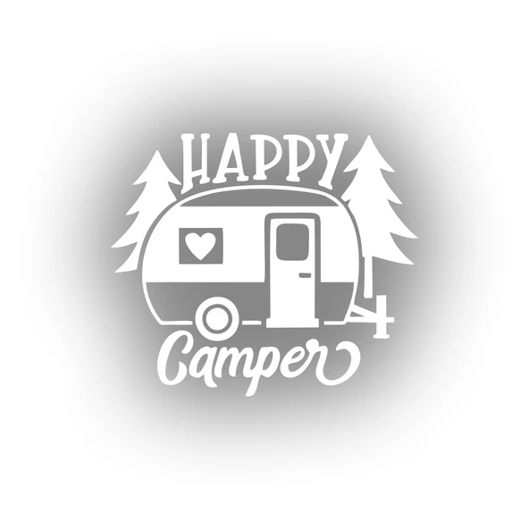 Happy Camper Sticker 17x17 Cm Beyaz ürün görseli 1