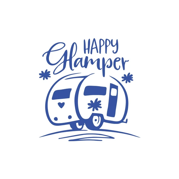 Happy Camper Sticker 17x17 Cm Mavi ürün görseli 1