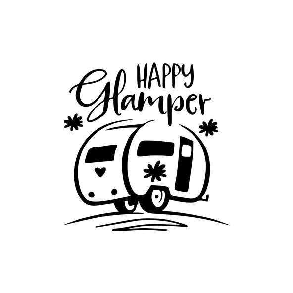 Happy Camper Sticker 17x17 Cm Siyah ürün görseli 1