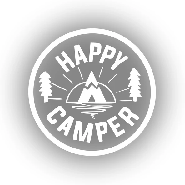 Happy Camper Sticker 17x17 Cm Beyaz ürün görseli 1