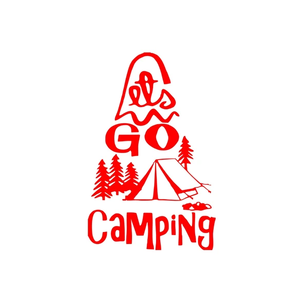 Lets Go Camping Sticker 17x17 Cm Kırmızı ürün görseli 1