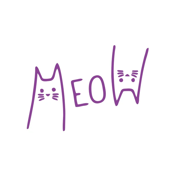Meow Kedi Sticker 17x17 Cm Mor ürün görseli 1